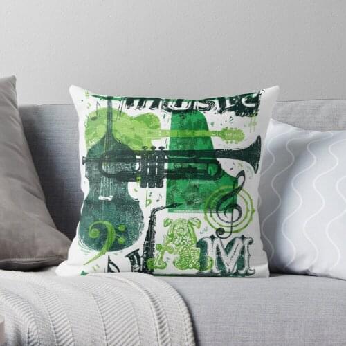 Music Jam Throw Pillow Cushion Cover Polyester throw pillows case on sofa home living room car seat decor 45x45cm