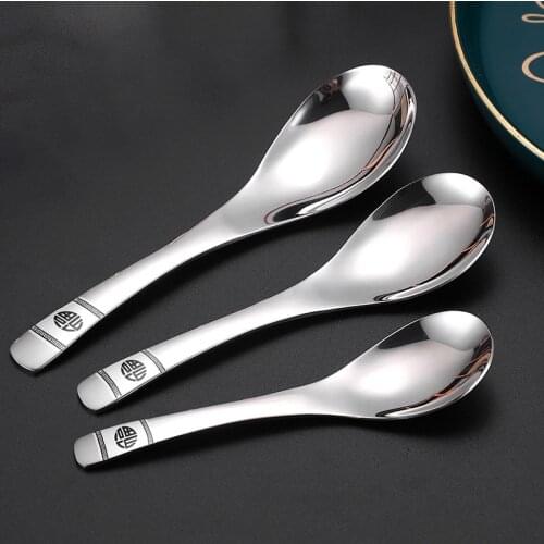 3Pcs Stainless Steel Spoons Short Handle Soup Spoon Sets Small Metal Kitchen Dinner Spoons for Soup Rice Porridge Tableware