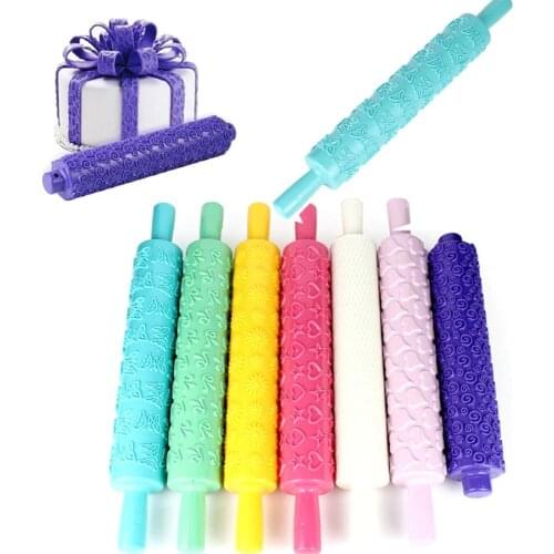 Fondant Cake Sugarcraft Embossed Decorating Mold Set 7pcs/set Gum Paste Tools Rolling Pin Flowers Style Diy Tools