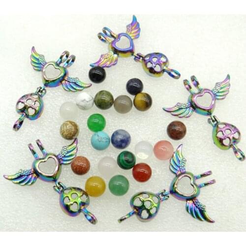 Natural Stone aventurine Quartz Crystal amethyst Lucky bead Titanium heart Pendant for Diy Jewelry Making necklace woman 10PC