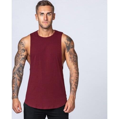 New Solid Cotton Fitness Tank Top Men Gym Tank Top Mens Bodybuilding Stringer Tanktop Sleeveless Shirt Workout Clothes Vest