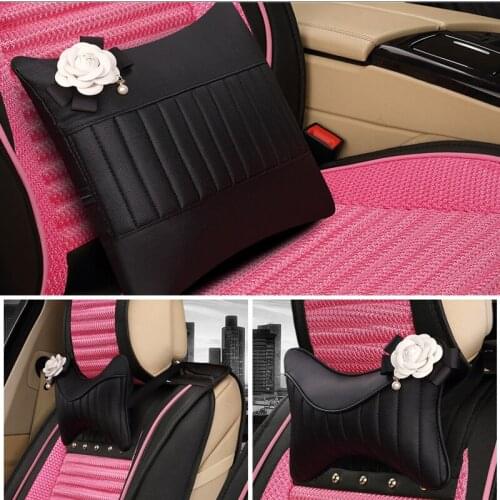 Camellia PU neck support new leather car seat cushion pillow bone neck pillow headrest of GM four seasons fit most cars