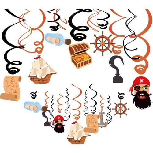 Cool Pirate Sailing Theme Party DIY Ceiling Hanging Swirls Spirals Cosplay Baby Shower Happy Birthday Party Hanging Spiral Swirl