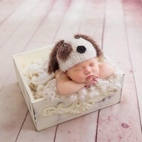 Handmade Doggy Hat Baby Boy Animal Hat Vintage Knitted Newborn Animal Bonnet Baby Girl Bonnet photography Props
