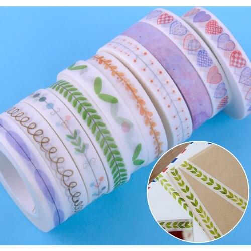 Fashion 10 Roll Printing Sticky Washi Tape for Adhesive Decorative Scrapbook DIY Craft 1000x0.8cm