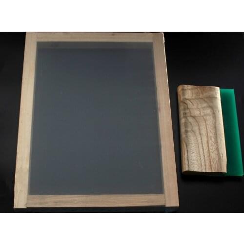 300*400mm Silk Screen Printing Frame with 43T Mesh & 8" Wooden Squeegee DIY for Making Stencil