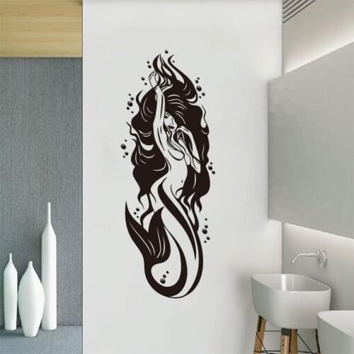 Bathroom Wall Decals Vinyl Sexy Nude Mermaid Girl Bathroom Wall Decoration Stickers Waterproof Glass Decoration Painting Poster