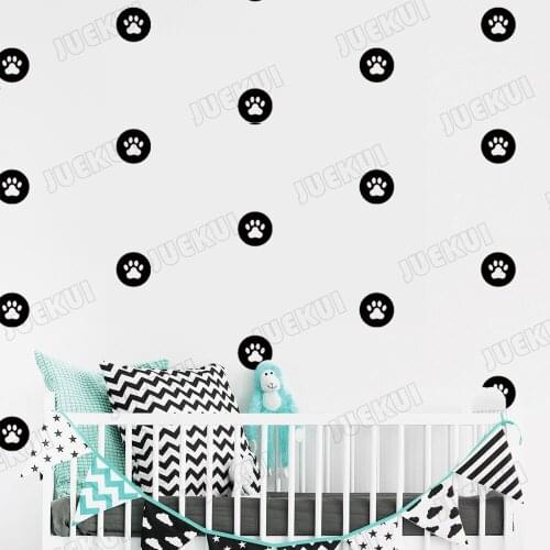 Animal Circle Footprint Lovely Pattern Wall Stickers for Kids Room Background Sweet Home Decor Vinyl Waterproof Art Poster TA344