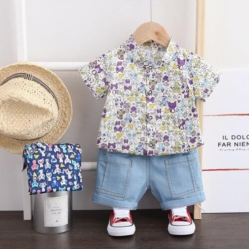 1-4Years Children clothes Infant Baby Boys Clothes Sets Cartoon T-shirt Tops+Shorts Summer Outfits Shorts sets baby clothes boys