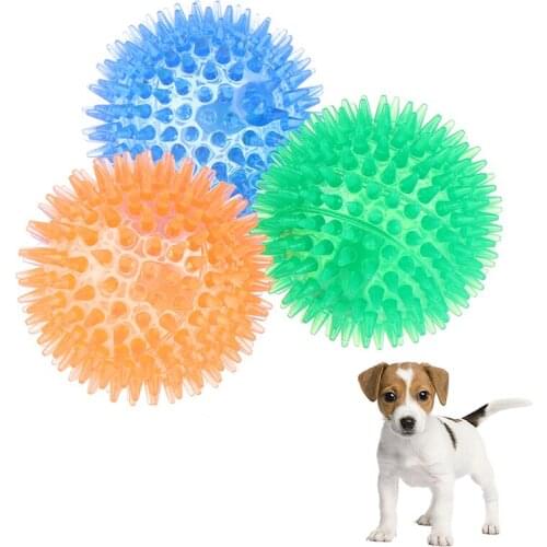 1PCS Dog Rubber Toy Bouncy Floating Teeth Cleaning Spiky Squeaky Ball Durable Dogs Toys Dog Toy