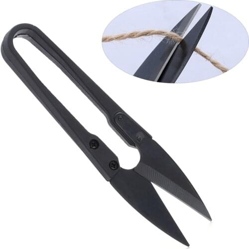 1PC Black High Carbon Steel U-shaped Scissors Thread Cutter Embroidery Fabric Tailor Accessory Apparel Sewing Crafts Snips Tools