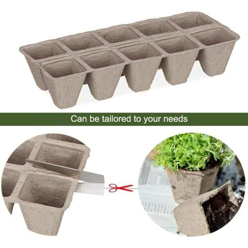 10Pcs Disposable Household Pulp Seedling Tray Degradable Disposable Nursery Pulp Cultivatio Seedling Tray Household for Garden