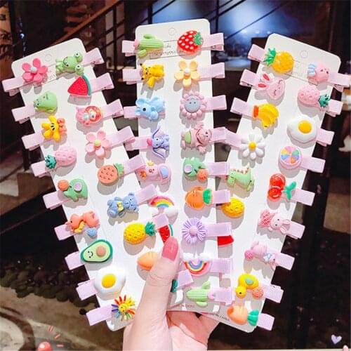 15pcs/Set Hair Clip Girls Cute Colorful Cartoon Animal Fruit Lovely Hairpins Children Barrettes Headband Kids Hair Accessories