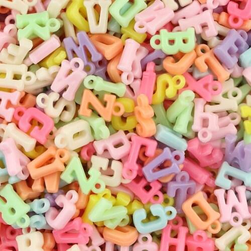 200/400Pcs/Lot Acrylic Hanging Hole Candy Color Letters Beads For Jewelry Making Kids DIY Necklace Accesories