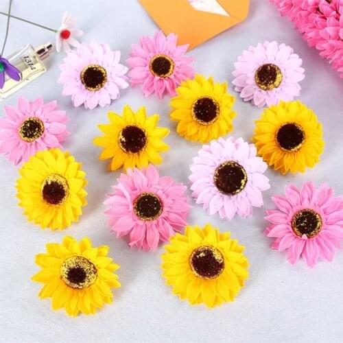 25Pcs Artificial Flowers Sunflower Soap Flowers Head Eternal Flowers Wedding Valentine Mothers Day DIY Bouquet Materials