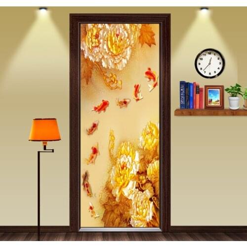 3D Creative Diy Self-adhesive Wall Sticker Door Sticker Wall Decals Flowering Trees Water-proof Imitation Living Room Poster