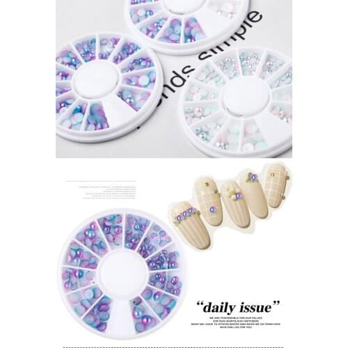 3D Nail Art Decoration MERMAID Pearl Rhinestones Spangles Beads Purple Blue Fade Effect Flat Back Nail Art Gem Gel Polish