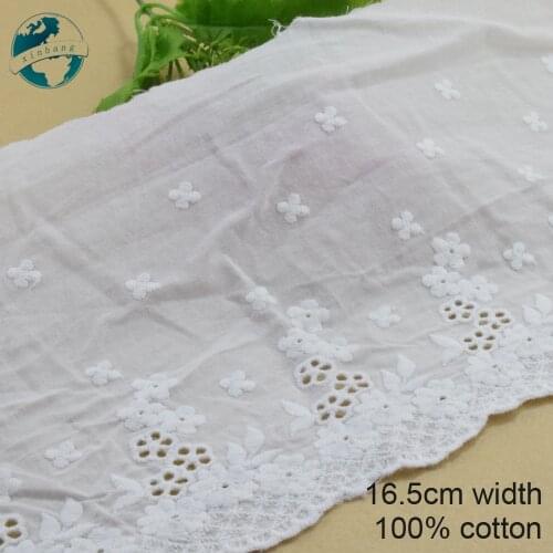 5yard 16.5cm wide 100% Cotton embroid lace sewing ribbon guipure trim wedding decoration DIY dolls colthes Accessories lace#4051