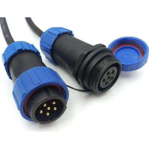 Sp21 6pin panel mount waterproof connector, power cable connector plug socket