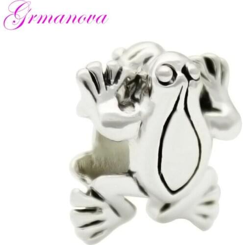 Amphibian frog European zinc alloy big hole charm beads female classic popular amulet Fit Pandora Bracelet Womens DIY Jewelry