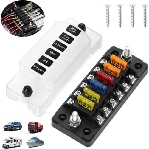 12V-32V 6Way Car Fuse Box Fixed Independent Positive And Negative Screw Connection Method Female Terminal Suitable For Car Truck
