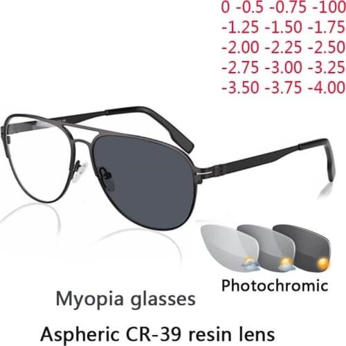 Big Myopia Sunglasses Finished Men Women Myopia Eyeglasses Frame CR39 Sun Photochromism Gray Lens Prescription Myopia Eyewear