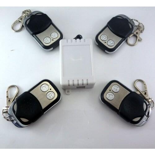 CE033A*1+CJ002*4 1-5000 seconds Adjustable Wireless Delay Switch Smart Home Kit ( DC 12V RF Relay Timer + 4x 433M EV1527 Keyfob