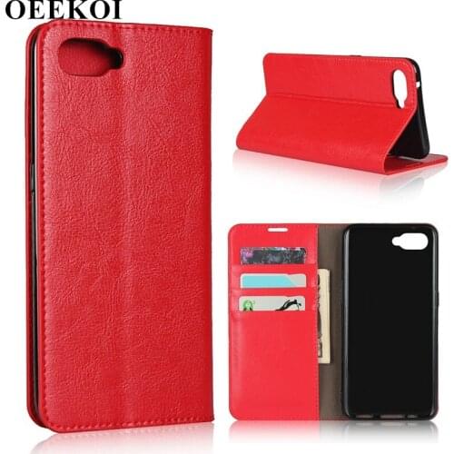 OEEKOI Crazy Horse Genuine Leather Wallet Flip Case for OPPO Reno A