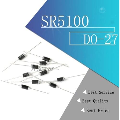 20PCS schottky diode SR5100 5A/ 100V DO -27 SB5100