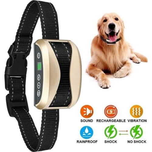 Dog Anti Bark Collar Waterproof Rechargeable Adjustable 0-7 Sensitivity Levels Vibration Stop Barking Dog Training Collars