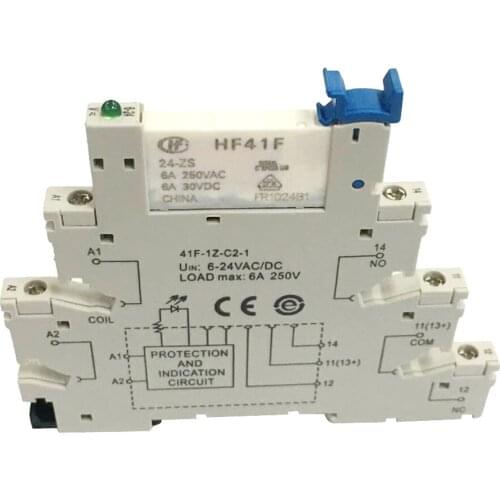 Hongfa HF41F PCB Relay 5 PIN Relay Socket 6A 250VAC; 6A 30VDC for Industrial Automation