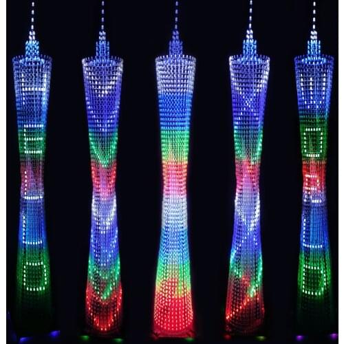 ICubeSmart Led Canton Tower Model DIY Electronic Kit, LED Model Handmade Soldering Project Kit, 64 LED Circles, Height 1 Meter
