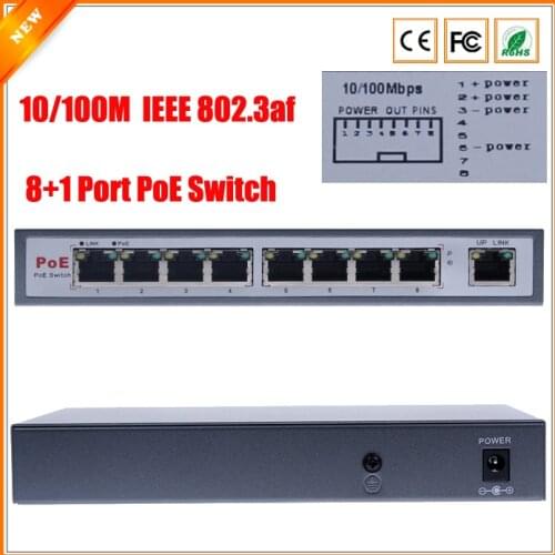 IEEE802.3af PoE Switch 8 Port For IP Camera Power Over Ethernet PoE&Optical Transmission For IP Camera System Network Switches