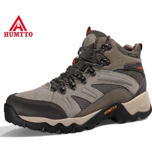 HUMTTO Outdoor Trekking Sneakers for Men Leather Sport Hiking Shoes Mens Breathable Waterproof Climbing Camping Tactical Boots