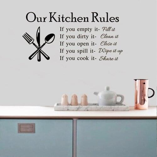 Kitchen Rules Kitchen Wall Sticker Home Decor For Kitchen Room Art Characters Wall Stickers Waterproof Vinyl Wall Decal ov286