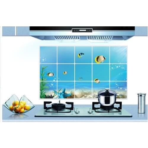 Kitchen Wall Sticker Oil-proof Waterproof Wall Decals Home Decor Art Decorative Stickers 45x75cm