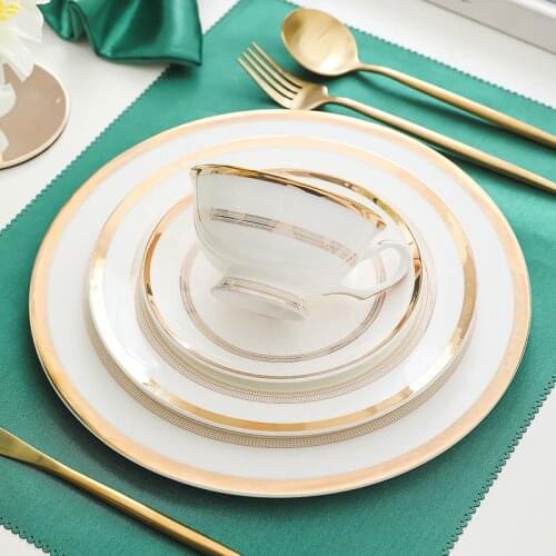 Gold Round Plate Set Ceramic Dinner Plates Brief Nordic Tableware Dishes And Plates Sets Dessert Plate Steak Cake Food Dish Set