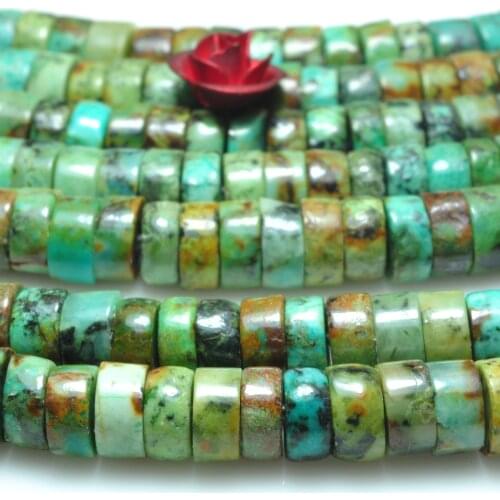 Natural African Turquoise Smooth Rondelle Heishi Beads Wholesale Loose Gemstones Semi Precious Stone Jewelry Making Diy Bracelet