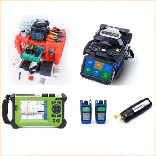 Orientek FTTH Fiber Optic Tool Kit, including T45 Fusion Splicer, SV20A OTDR Fiber Optic Power Meter Optical Light Source VFL