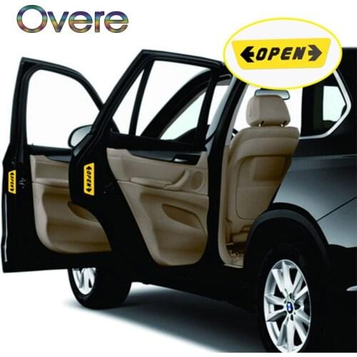 Overe 4Pcs Car door stickers Day Night Reflective security warning For Seat Leon Ibiza Skoda Rapid Fabia Octavia Yeti Audi A3 A4