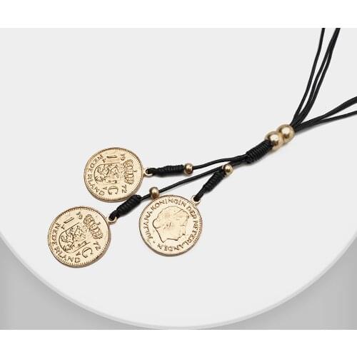 Amorita boutique Fashion design coins sweater chain necklace