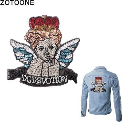ZOTOONE Sequined Angel Back Patches for Clothing Large Embroidered Patch Stickers on Clothes Decorations Iron on Patch Appliques