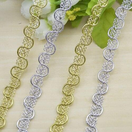20Meter Gold Silver Centipede Braided Lace Ribbon Lace Trim Fabric For Clothing Accessories Wedding DIY Sewing Crafts Curve Lace