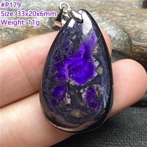 Top Natural Royal Purple Sugilite Necklace Pendant For Woman Man Crystal 25x15x9mm Beads Silver Anticancer Stone Jewelry AAAAA