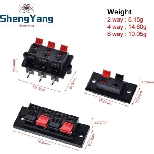 ShengYang 1PCS 2 4 6 Way Spring Push Release Connector Speaker Terminal Strip Block