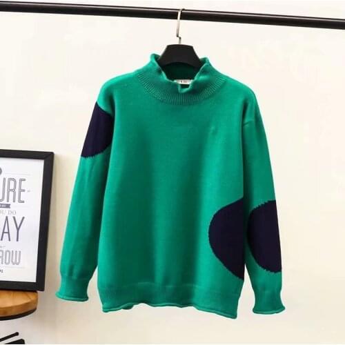 Plus Size XL-3XL Womens High Collar Autumn Winter Sweaters Large Size Vintage Pullovers