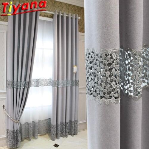 Luxurious Geometric Hollow Out Wave Curtains for Living Room Modern Grey Birds Nest Semi-Blackout Window Drapes for Bedroom #RX
