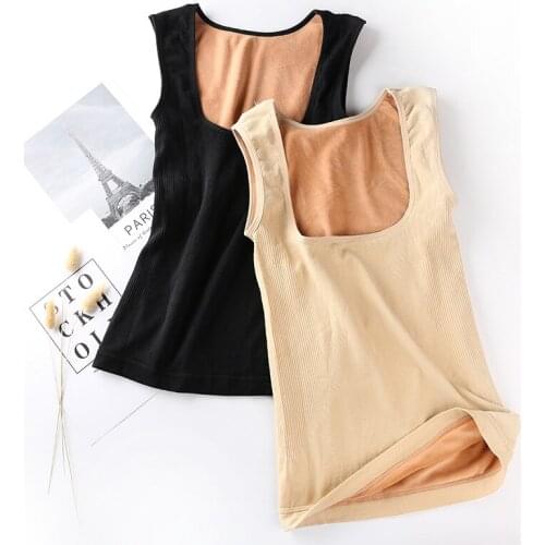 Sanderala Thermal Underwear Autumn Winter Women Velvet Warm Thick Tank Female Slim Sleeveless Vest Basic Bottoming Camisole Tops
