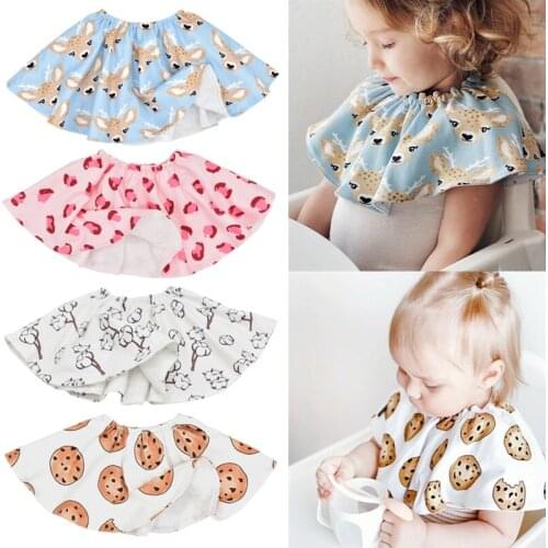 Cartoon Printed Baby Feeding Drool Bib Collar Decor Saliva Towel Soft Cotton Newborn Burp Cloth Appron for Baby Girl Shower Gift