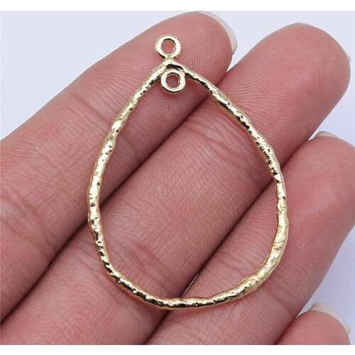 Tristana 20pcs 42x30mm KC Gold Color Water Drop Earring Connector For Jewelry Making DIY Jewelry Findings